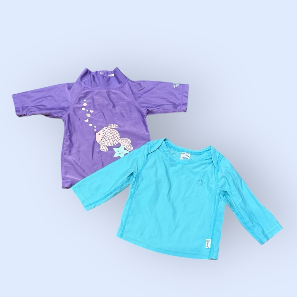 Rashguards Kids Swim Set of 2-Purple 12/18 months, Blue for 6 months Tops only